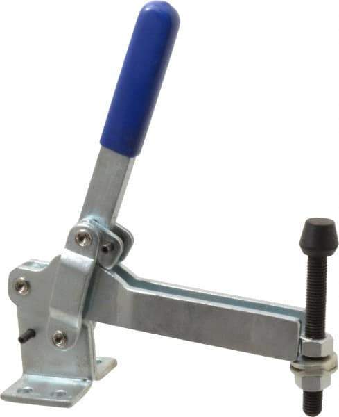 Gibraltar - 1,000 Lb Holding Capacity, Vertical Handle, Manual Hold Down Toggle Clamp - 180° Handle Movement, 115° Bar Opening, U-Bar, Flanged Base, Electro-Plated Zinc, Carbon Steel - Exact Tool & Supply