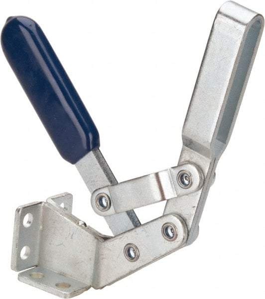 Gibraltar - 375 Lb Holding Capacity, Vertical Handle, Manual Hold Down Toggle Clamp - 60° Handle Movement, 185° Bar Opening, U-Bar, Flanged Base, Carbon Steel - Exact Tool & Supply