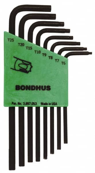 Bondhus - 8 Piece T6 to T25 L-Key Long Arm Torx Key Set - Exact Tool & Supply