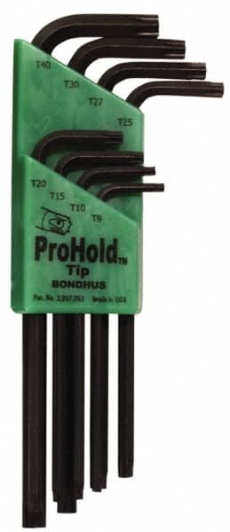 Bondhus - 8 Piece T9 to T40 L-Key Long Arm Torx Key Set - Exact Tool & Supply