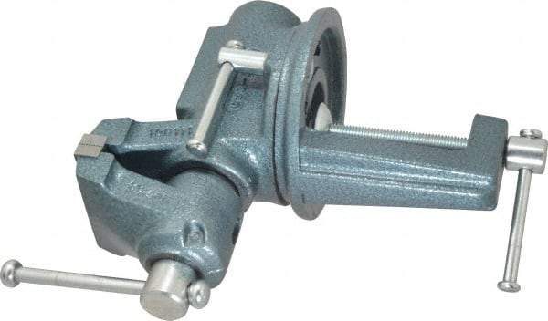Wilton - 2-1/2" Jaw Width, 2-1/8" Opening Capacity, 1-3/4" Throat Depth, Steel Swivel Bench Vise - Clamp-On Base Attachment, 10.1" Long x 10.2" Wide x 5-2/5" High - Exact Tool & Supply