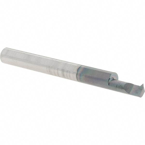 Scientific Cutting Tools - 0.4" Cutting Depth, 16 to 40 TPI, 0.2" Diam, Internal Thread, Solid Carbide, Single Point Threading Bar - AlTiN+ Finish, 2-1/2" OAL, 1/4" Shank Diam, 0.045" Projection from Edge, 60° Profile Angle - Exact Tool & Supply