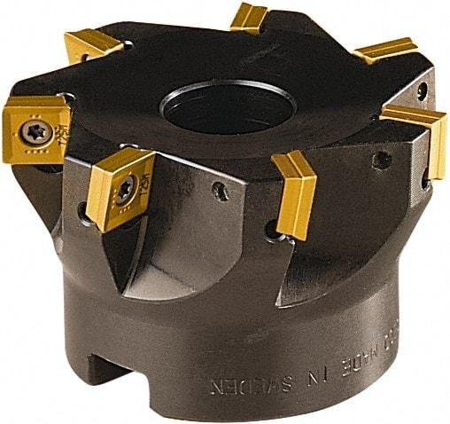 Seco - 6 Inserts, 50mm Cut Diam, 22mm Arbor Diam, 8mm Max Depth of Cut, Indexable Square-Shoulder Face Mill - 90° Lead Angle, 40mm High, SONX 09T3 Insert Compatibility, Series Mini Square - Exact Tool & Supply
