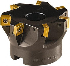 Seco - 6 Inserts, 50mm Cut Diam, 22mm Arbor Diam, 8mm Max Depth of Cut, Indexable Square-Shoulder Face Mill - 90° Lead Angle, 40mm High, SONX 09T3 Insert Compatibility, Series Mini Square - Exact Tool & Supply