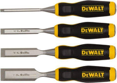 DeWALT - 4 Piece Wood Chisel Set - 11-29/32" OAL, High-impact Polypropylene & Rubber, Sizes Included 1/4 to 1" - Exact Tool & Supply