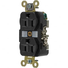 Hubbell Wiring Device-Kellems - 125V 15A NEMA 5-15R Industrial Grade Black Straight Blade Duplex Receptacle - Exact Tool & Supply