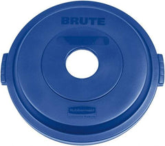 Rubbermaid - Round Lid for Use with 32 Gal Round Recycle Containers - Blue, Plastic, For 2632 Brute Trash Cans - Exact Tool & Supply