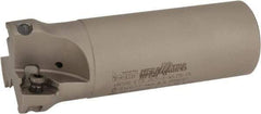 Iscar - 1-1/2" Cut Diam, 0.512" Max Depth of Cut, 1-1/4" Shank Diam, 4" OAL, Indexable Square Shoulder Helical End Mill - HM390 TDKT 1505 Inserts, Cylindrical Shank, 90° Lead Angle, Through Coolant, Series HeliIQMill - Exact Tool & Supply