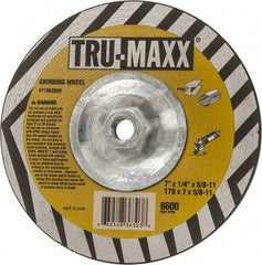 Tru-Maxx - 7" Wheel Diam, 1/4" Wheel Thickness, Type 27 Depressed Center Wheel - Aluminum Oxide, 8,600 Max RPM, Compatible with Angle Grinder - Exact Tool & Supply