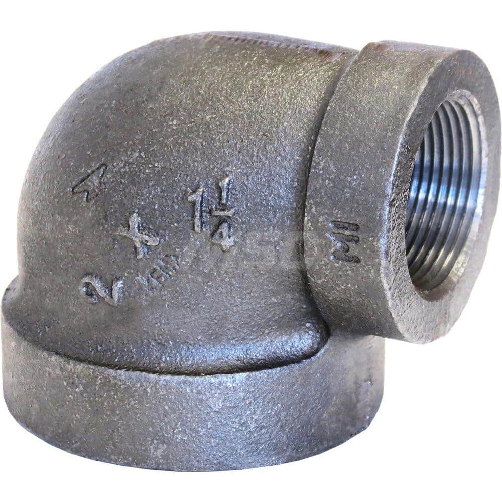 Black 90 ° Elbow: 1 x 1/2″, 300 psi, Threaded Malleable Iron, Galvanized Finish, Class 300