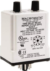 Macromatic - 8 Pin, Multiple Range DPDT Time Delay Relay - 10 Contact Amp, 120 VAC/VDC, Knob - Exact Tool & Supply