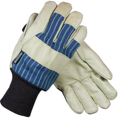 ‎78-3927KW/L Insulated Leather Palm - Top Grain Pigskin - Thinsulate Lining - Bl./Green Fabric Back - KW - Exact Tool & Supply