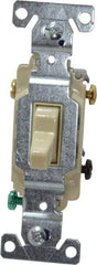Cooper Wiring Devices - 3 Pole, 120 to 277 VAC, 20 Amp, Commercial Grade, Toggle, Wall and Dimmer Light Switch - 1.3 Inch Wide x 4.2 Inch High, Fluorescent - Exact Tool & Supply