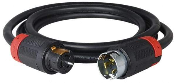 Cooper Wiring Devices - 100', 6/4 Gauge/Conductors, Black Industrial Extension Cord - 1 Receptacle, 50 Amps, 125/250 VAC, UL SOOW, NEMA 14-30R - Exact Tool & Supply