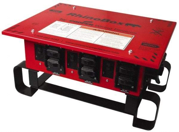 Cooper Wiring Devices - 7 Outlet, 125/240 Volt, 50 Amp Rating, Stand Alone Unit, Automatic, Industrial Distribution Center - Reinforced Metal Housing, 3 Front Outlets, Power Distribution Center with GFCI Protection - Exact Tool & Supply