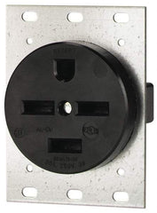 Cooper Wiring Devices - 250 VAC, 30 Amp, 15-30R NEMA Configuration, Black, Industrial Grade, Self Grounding Single Receptacle - 1 Phase, 3 Poles, 4 Wire, Flush Mount - Exact Tool & Supply
