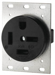 Cooper Wiring Devices - 250 VAC, 50 Amp, 15-50R NEMA Configuration, Black, Industrial Grade, Self Grounding Single Receptacle - 1 Phase, 3 Poles, 4 Wire, Flush Mount - Exact Tool & Supply