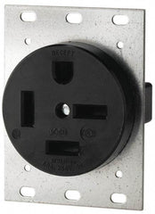 Cooper Wiring Devices - 250 VAC, 60 Amp, 15-60R NEMA Configuration, Black, Industrial Grade, Self Grounding Single Receptacle - 1 Phase, 3 Poles, 4 Wire, Flush Mount - Exact Tool & Supply