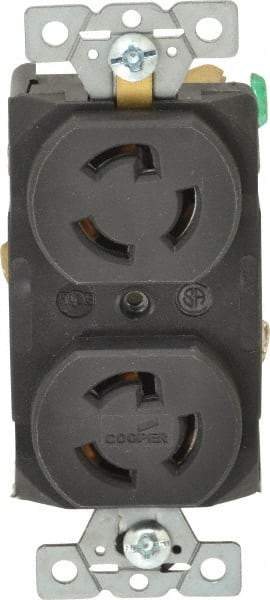 Cooper Wiring Devices - 277 VAC, 15 Amp, L7-15R NEMA, Receptacle - 2 Poles, 3 Wire, Female End, Black - Exact Tool & Supply
