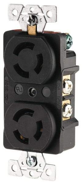 Cooper Wiring Devices - 250 VAC, 15 Amp, L6-15R NEMA, Receptacle - 2 Poles, 3 Wire, Female End, Black - Exact Tool & Supply
