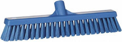 Vikan - 16" Fine Particle Synthetic Push Broom - 2" Bristle Length, Plastic Block, European Threaded Handle Connection - Exact Tool & Supply