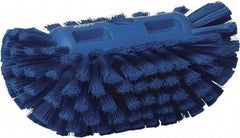 Vikan - 1-1/2" Bristle Length, Polyester Utility Scrub Brush - 5-1/2" Wide Head, 8" OAL, European Threaded Handle, Blue, Polypropylene Block - Exact Tool & Supply