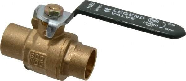 Legend Valve - 3/4" Pipe, Full Port, Brass Full Port Ball Valve - Bi-Directional, Sweat Ends, Quarter Turn Handle, 600 WOG, 150 WSP - Exact Tool & Supply
