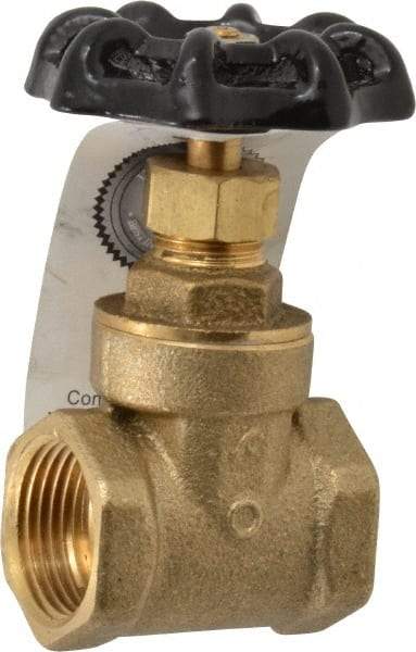 Legend Valve - 3/4" Pipe, Class 200, FNPT x FNPT Brass Solid Wedge Gate Valve - 200 WOG, 1 WSP, Bolted Bonnet, For Use with Potable Water Applications - Exact Tool & Supply
