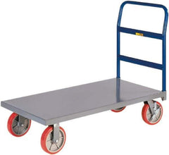 Little Giant - 3,600 Lb Capacity Steel Platform Truck - Steel Deck, 24" OAW, 36" Platform Length, Polyurethane Casters - Exact Tool & Supply