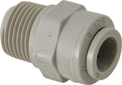Parker - 3/8" Outside Diam, 3/8 NPTF, Acetal Push-to-Connect Tube Male Connector - 300 Max psi, Tan - Exact Tool & Supply