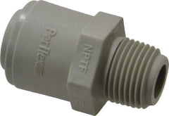 Parker - 1/2" Outside Diam, 3/8 NPTF, Acetal Push-to-Connect Tube Male Connector - 250 Max psi, Tan - Exact Tool & Supply