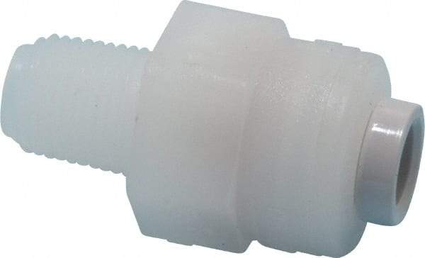 Parker - 1/4" Outside Diam, 1/8 NPTF, Kynar Push-to-Connect Tube Male Connector - 300 Max psi, Tan - Exact Tool & Supply