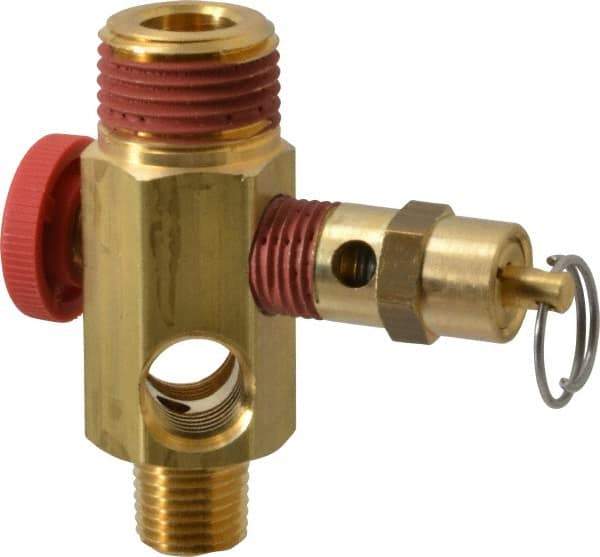 Midwest Control - 1/2" MNPT 150 psi Compressor Tank Manifold - For Use with Portable Air Tank, 1.88" Diam x 2.49" High - Exact Tool & Supply