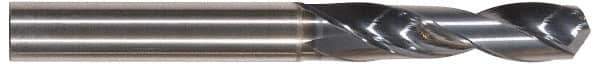 Tungaloy - 3/8" 130° Spiral Flute Solid Carbide Screw Machine Drill Bit - TiAlN Finish, Right Hand Cut, 1.692" Flute Length, 3.503" OAL, Standard Point, Straight Shank - Exact Tool & Supply
