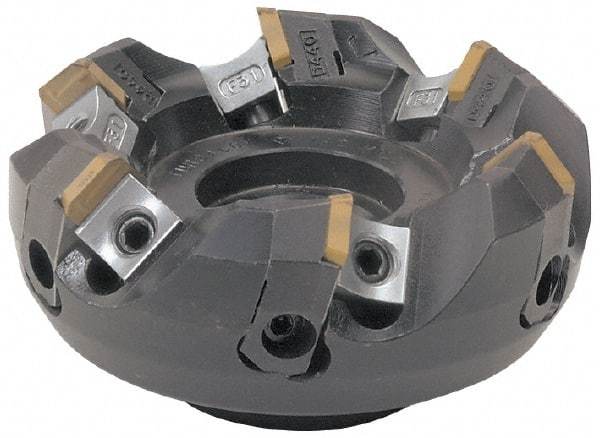 Tungaloy - 3.15" Cut Diam, 1" Arbor Hole, 0.157" Max Depth of Cut, 45° Indexable Chamfer & Angle Face Mill - 6 Inserts, SD..N42Z..N Insert, Right Hand Cut, 6 Flutes, Series TMD - Exact Tool & Supply