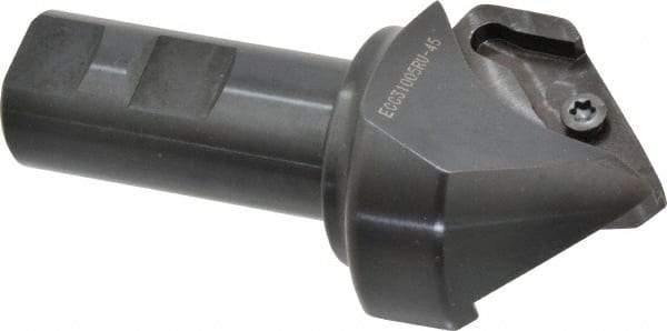 Tungaloy - 45° Lead Angle, 2.205" Max Cut Diam, 1.846" Min Cut Diam, 0.827" Max Depth of Cut, Indexable Chamfer and Angle End Mill - XCET Insert Style, 4-1/4" Overall Length, Straight Shank, 90° Included Angle - Exact Tool & Supply