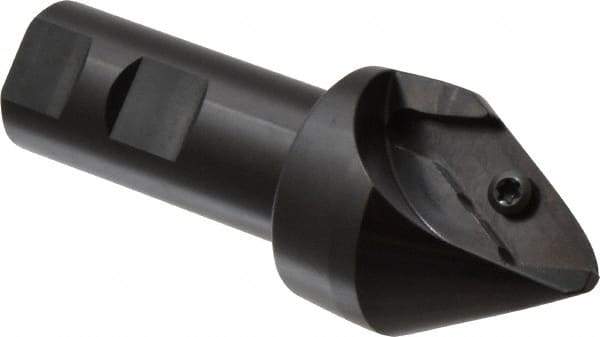 Tungaloy - 30° Lead Angle, 1.575" Max Cut Diam, 1.338" Min Cut Diam, 1" Max Depth of Cut, Indexable Chamfer and Angle End Mill - 1 Insert, XCET Insert Style, 5.119" Overall Length, Straight Shank, 30° Included Angle - Exact Tool & Supply