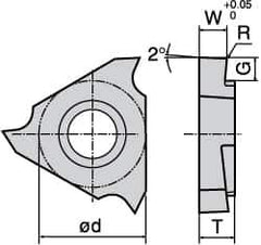 Tungaloy - 3100JTGR F Grade TH10, 1mm Cutting Width Carbide Grooving Insert - 2.1mm Max Depth of Cut, Right Hand, 0.05mm Corner Radius, Uncoated - Exact Tool & Supply