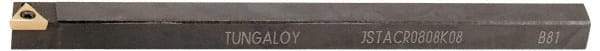 Tungaloy - JSTAC, Left Hand Cut, 8mm Shank Height x 8mm Shank Width, Positive Rake Indexable Turning Toolholder - 125mm OAL, TC..0802.. Insert Compatibility, Series J - Exact Tool & Supply