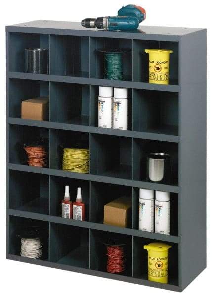 Durham - 20 Drawer, 20 Compartment, Small Parts Large Opening Storage Bin - 12" Deep x 33-3/4" Wide x 42" High - Exact Tool & Supply