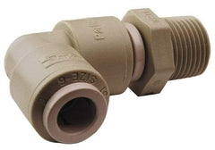 Parker - 5/16" Outside Diam, 3/8 NPTF, Acetal Push-to-Connect Tube Male Elbow - 300 Max psi, Tan - Exact Tool & Supply