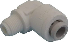 Parker - 1/4" Outside Diam, 1/8 NPTF, Polypropylene Push-to-Connect Tube Male Elbow - 150 Max psi, Tan - Exact Tool & Supply