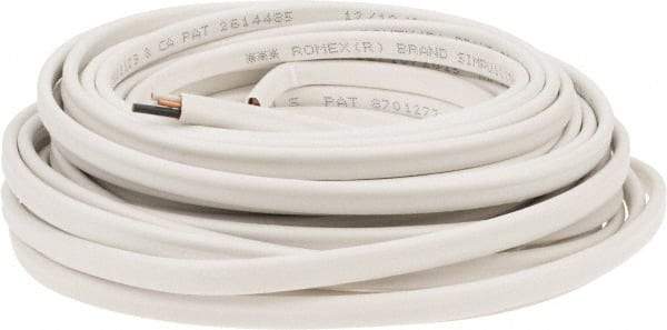 Southwire - NM-B, 14 AWG, 15 Amp, 50' Long, Solid Core, 1 Strand Building Wire - White, PVC Insulation - Exact Tool & Supply