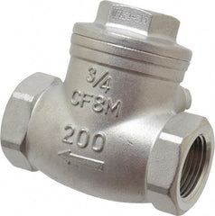 Sharpe Valves - 3/4" Stainless Steel Check Valve - FNPT x FNPT, 200 WOG - Exact Tool & Supply