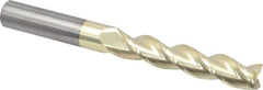 Accupro - 5/8", 3-1/4" LOC, 5/8" Shank Diam, 6" OAL, 3 Flute, Solid Carbide Square End Mill - Single End, ZrN Finish, Spiral Flute, 37° Helix, Centercutting, Right Hand Cut, Right Hand Flute - Exact Tool & Supply