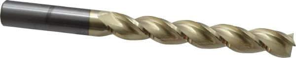 Accupro - 3/4", 5" LOC, 3/4" Shank Diam, 8" OAL, 3 Flute, Solid Carbide Square End Mill - Single End, ZrN Finish, Spiral Flute, 37° Helix, Centercutting, Right Hand Cut, Right Hand Flute - Exact Tool & Supply