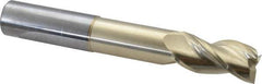 Accupro - 1", 2" LOC, 1" Shank Diam, 7" OAL, 3 Flute, Solid Carbide Square End Mill - Single End, ZrN Finish, Spiral Flute, 37° Helix, Centercutting, Right Hand Cut, Right Hand Flute - Exact Tool & Supply