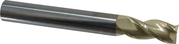 Accupro - 3/4", 1-5/8" LOC, 3/4" Shank Diam, 6" OAL, 3 Flute, Solid Carbide Square End Mill - Single End, ZrN Finish, Spiral Flute, 37° Helix, Centercutting, Right Hand Cut, Right Hand Flute - Exact Tool & Supply