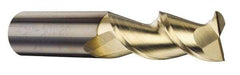 Accupro - 25mm, 38mm LOC, 25mm Shank Diam, 100mm OAL, 2 Flute, Solid Carbide Square End Mill - Single End, ZrN Finish, Spiral Flute, 45° Helix, Centercutting, Right Hand Cut, Right Hand Flute - Exact Tool & Supply