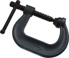 Wilton - Regular-Duty 2-1/8" Max Opening, 2-1/4" Throat Depth, Forged Steel Standard C-Clamp - 3,500 Lb Capacity, 0" Min Opening, Deep Throat - Exact Tool & Supply
